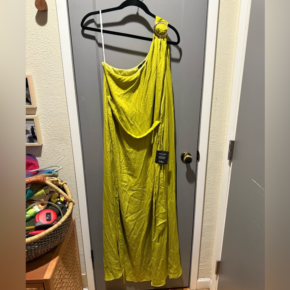Lulus chartreuse One-Shoulder Dress